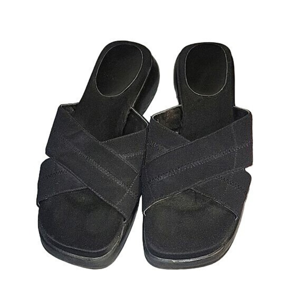 MOOTSIES‎ TOOTSIES Black Comfort Criss Cross Slide Sandals Cushioned 9.5M Casual